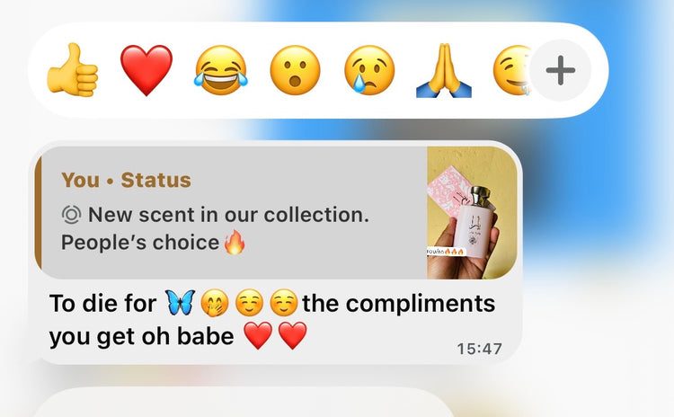 Customer WhatsApp review: "To die for, the compliments you get oh babe."